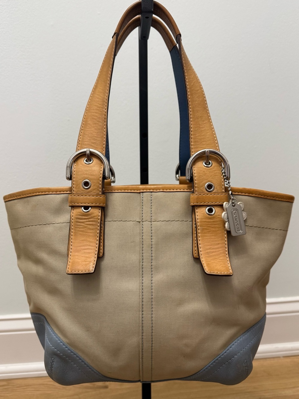 Coach Vintage Daisy Hampton Canvas & Leather Tote Bag